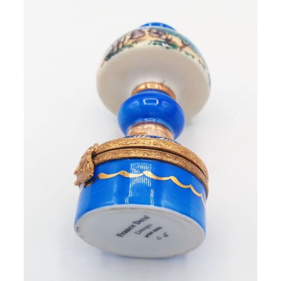 Vintage Limoges Trinket Box Table Lamp Sailboat Porcelain 90s France Signed Flaw - Picture 11 of 16